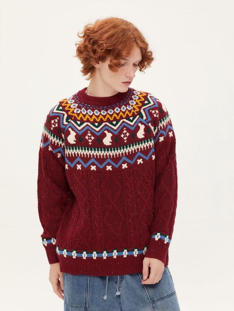 Chandails Aelfric Eden Fair Isle Tricoté Abricot | AWN-46197730